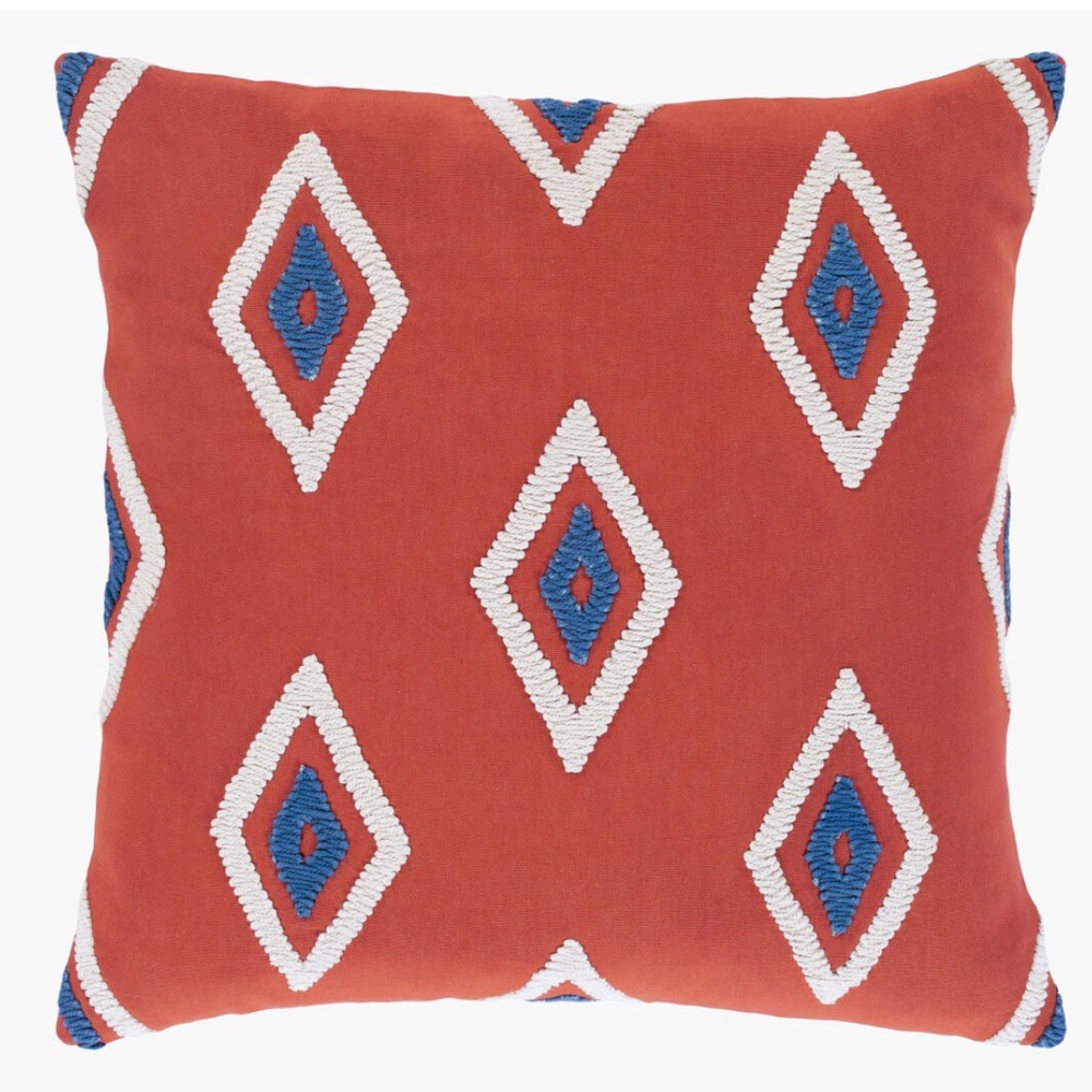 Surya 18” Zulu Rope Embroidery Accent Pillow NWT